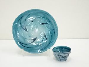 JAPANESE HAND BLOWN GLASS PLATE & CUP SET / ARTISAN WORK 